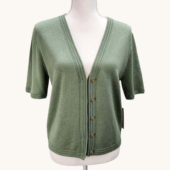 NWT Joie Cardigan Sweater Women Large Green Button Front Career Preppy Retro - Picture 3 of 11